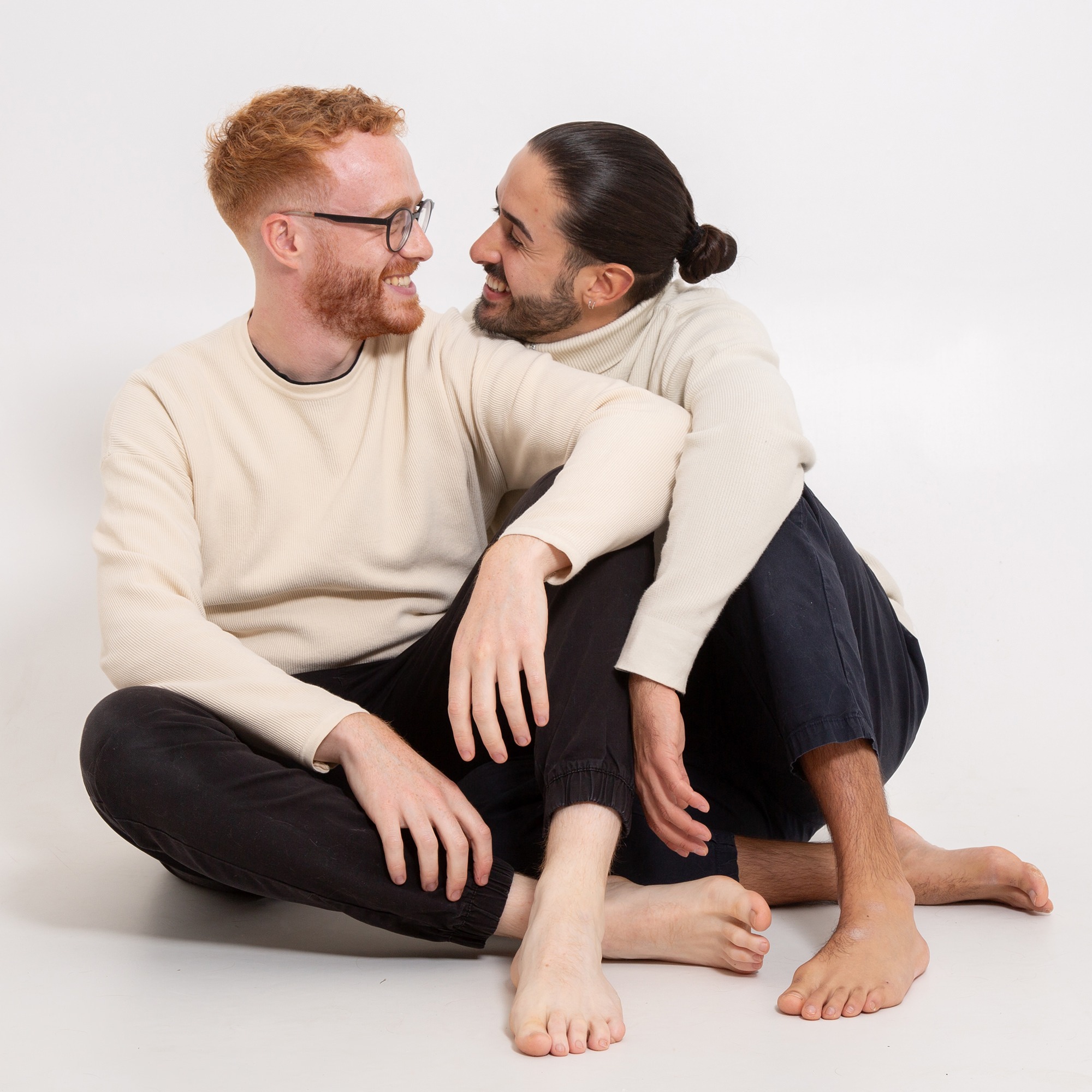 Gay Couple Smiling Naturally Bristol Portrait Studio Photographer Gallery Image by West 70 Photography in Downend